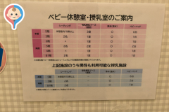 ジェラートピケカフェビオコンセプト(南館B1階)の授乳室・オムツ替え台情報
