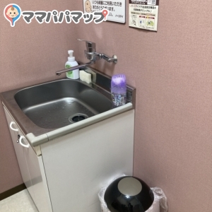 ゴミ箱とシンク、ハンドソープあり
