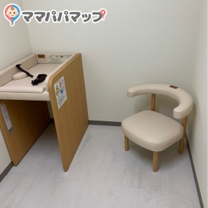 鍵のかかる授乳室あり。（1部屋）中はオムツ台オムツゴミ箱とイスのみ。お湯等はありません。