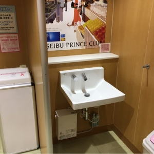 向かいに水道、オムツ専用ボックスがあります