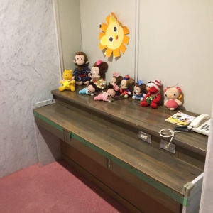 可愛いぬいぐるみが置いてあります。コンセントもあります。