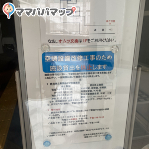 日曜日に利用しようとしましたが、工事中のためか窓口が空いておらず、授乳室もありませんでした。