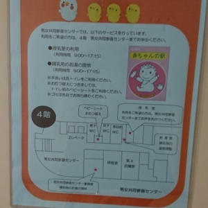 4階赤ちゃんの駅の前の貼り紙