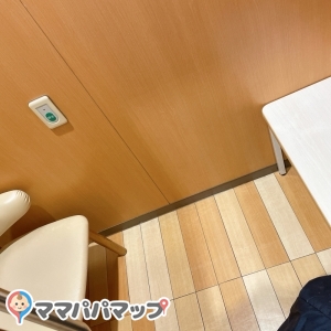 こちらはめちゃくちゃ狭くベビーカーで入るのがかなり大変でした。机は元々横向きで置かれており、この向きに動かしてどうにかベビーカーを椅子と向き合う形に入れる事が出来ましたがドアもベビーカースレスレで机の上に物を置きたくてもベビーカーの向こう側になって使えませんでした。机を椅子の前に置けば良かったのかもしれませんがそうすると椅子に座れない状態になります。抱っこ紐の人専用？だとしても狭すぎると思いました