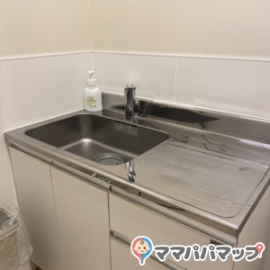 シンク横に普通ゴミのゴミ箱あり